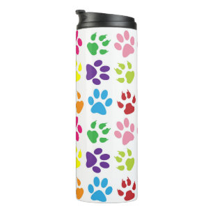 Colourful Paws, Dog Paws, Cat Paws Thermal Tumbler