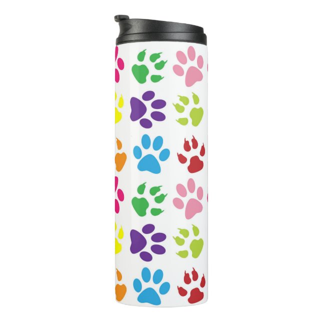 Colourful Paws, Dog Paws, Cat Paws Thermal Tumbler (Rotated Right)