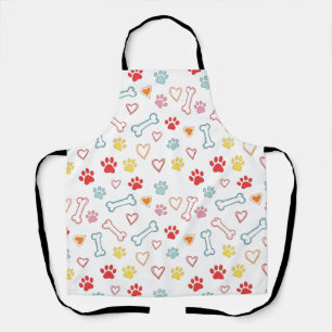 Colourful Paws, Hearts & Bones Doodle  Apron