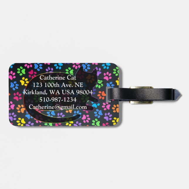 Colourful Paws Luggage Tag (Back Horizontal)