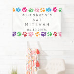Colourful Paws, Paw Pattern, Dog Paws, Bat Mitzvah Banner<br><div class="desc">Add a personal touch to your bat mitzvah celebration with these stylish and memorable party items! Design features pattern with colourful paws.</div>