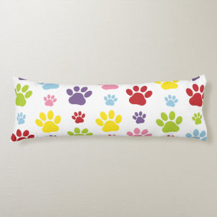 Colourful Paws, Paw Pattern, Dog Paws, Paw Prints Body Cushion