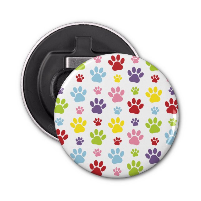 Colourful Paws, Paw Pattern, Dog Paws, Paw Prints Bottle Opener (Front)