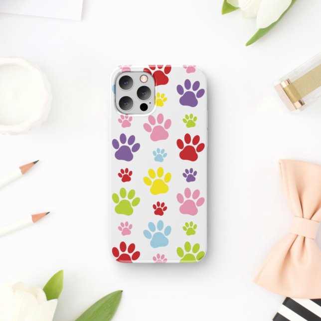 Colourful Paws, Paw Pattern, Dog Paws, Paw Prints Case-Mate iPhone Case (Creator Uploaded)