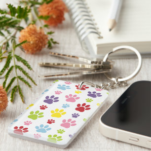 Colourful Paws, Paw Pattern, Dog Paws, Paw Prints Key Ring