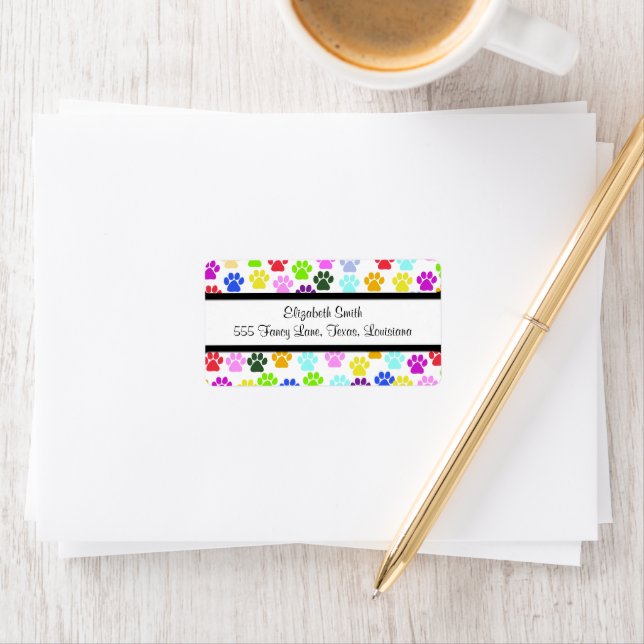 Colourful Paws, Paw Pattern, Dog Paws, Paw Prints Label (Insitu)
