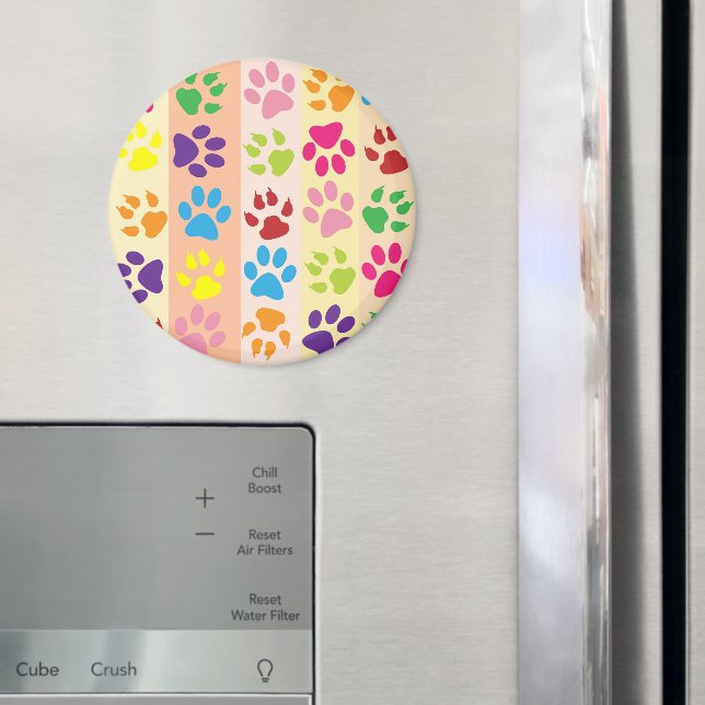 Colourful Paws, Paw Pattern, Dog Paws, Paw Prints Magnet (In Situ (Fridge))