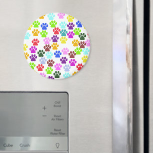Colourful Paws, Paw Pattern, Dog Paws, Paw Prints Magnet