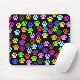 Colourful Paws, Paw Pattern, Dog Paws, Paw Prints Mouse Mat