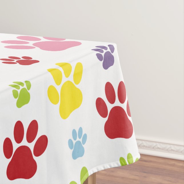 Colourful Paws, Paw Pattern, Dog Paws, Paw Prints Tablecloth (In Situ)