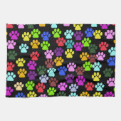 Colourful Paws, Paw Pattern, Dog Paws, Paw Prints Tea Towel (Horizontal)