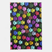 Colourful Paws, Paw Pattern, Dog Paws, Paw Prints Tea Towel (Vertical)