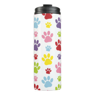 Colourful Paws, Paw Pattern, Dog Paws, Paw Prints Thermal Tumbler