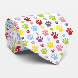Colourful Paws, Paw Pattern, Dog Paws, Paw Prints Tie