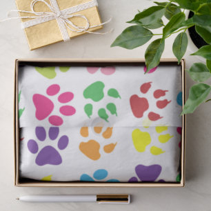 Colourful Paws, Paw Pattern, Dog Paws, Paw Prints Tissue Paper