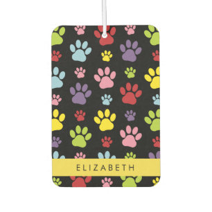 Colourful Paws, Paw Pattern, Dog Paws, Your Name Car Air Freshener