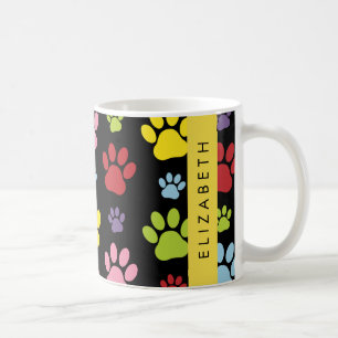 Colourful Paws, Paw Pattern, Dog Paws, Your Name Coffee Mug
