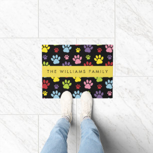 Colourful Paws, Paw Pattern, Dog Paws, Your Name Doormat