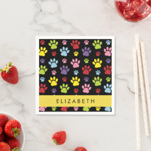 Colourful Paws, Paw Pattern, Dog Paws, Your Name Napkin