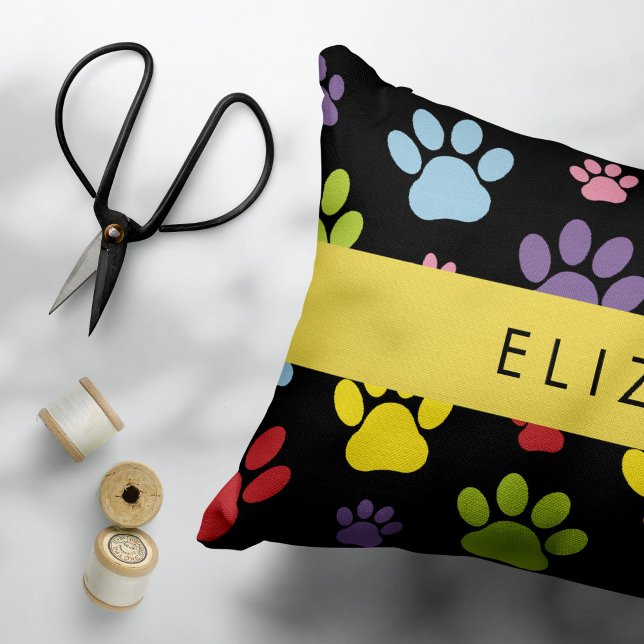 Colourful Paws, Paw Pattern, Dog Paws, Your Name Pillowcase (Creator Uploaded)