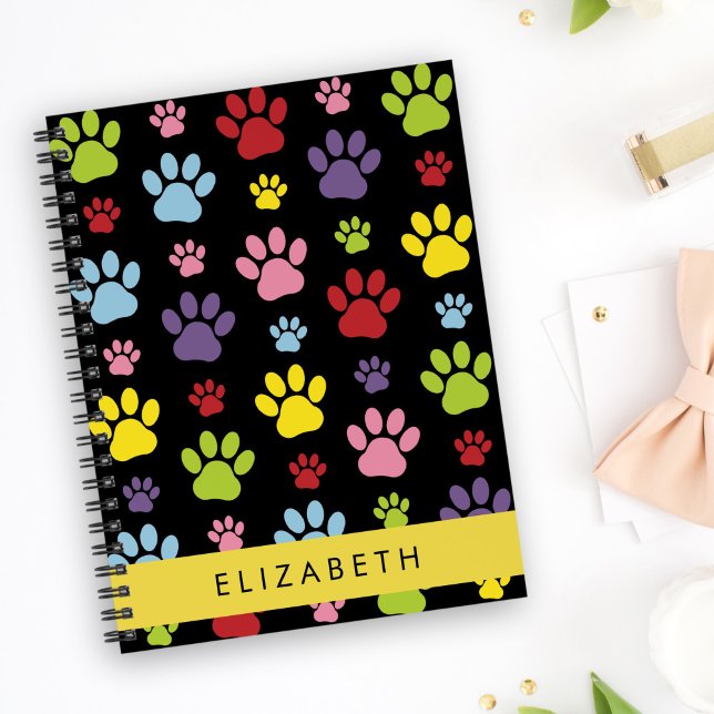 Colourful Paws, Paw Pattern, Dog Paws, Your Name Planner (Creator Uploaded)