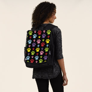 Colourful Paws, Paw Pattern, Paw Prints, Dog Paws Backpack