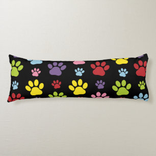 Colourful Paws, Paw Pattern, Paw Prints, Dog Paws Body Cushion