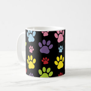 Colourful Paws, Paw Pattern, Paw Prints, Dog Paws Coffee Mug
