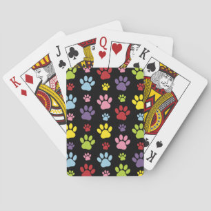 Colourful Paws, Paw Pattern, Paw Prints, Dog Paws Playing Cards