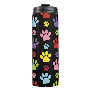 Colourful Paws, Paw Pattern, Paw Prints, Dog Paws Thermal Tumbler