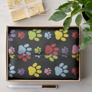 Colourful Paws, Paw Pattern, Paw Prints, Dog Paws Tissue Paper