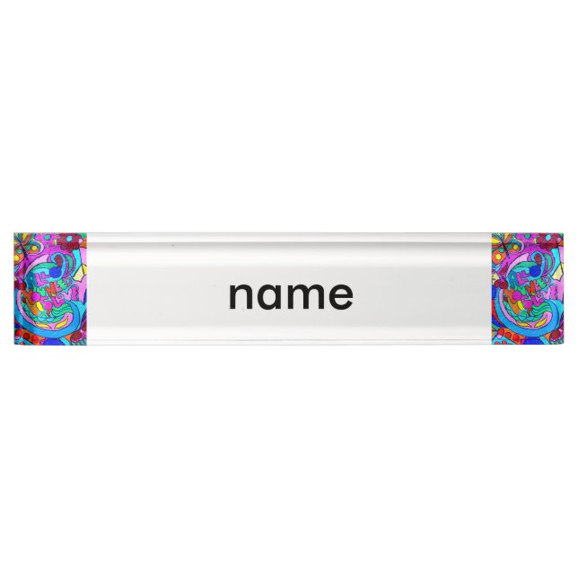 colourful peace and love nameplate (Front)
