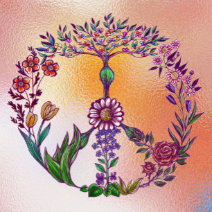 Colourful Peace Floral Cute Boho Hippie Decorative Window Cling