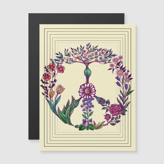 Colourful Peace Floral Cute Boho Hippie Wholesome Magnetic Invitation (Front/Back)
