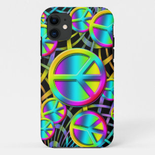 Colourful PEACE - Flower Power Design iPhone 11 Case