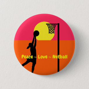 Colourful Peace Love Netball 6 Cm Round Badge