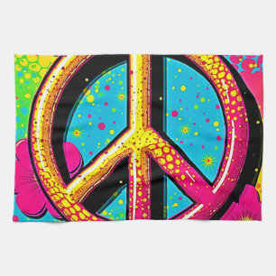 Colourful Peace & Love Vibe Tea Towel