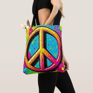 Colourful Peace & Love Vibe Tote Bag