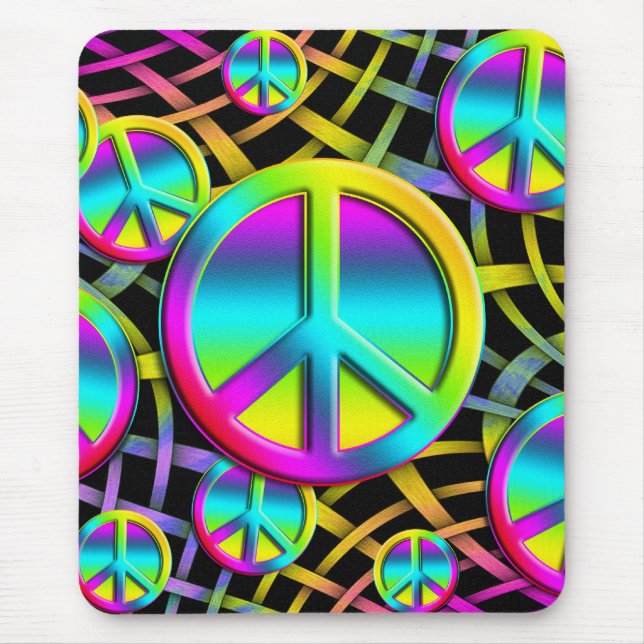 colourful PEACE Mouse Mat (Front)