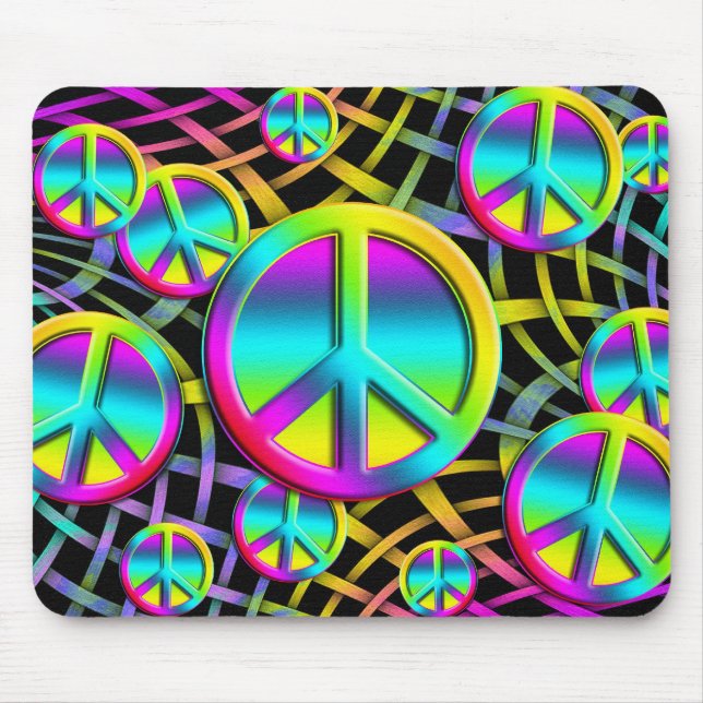 colourful PEACE Mouse Mat (Front)