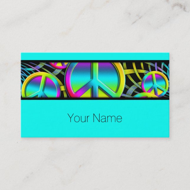 Colourful PEACE pattern - make love not war Business Card (Front)