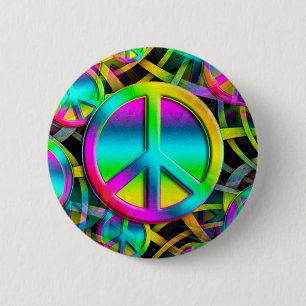 Colourful PEACE seamless pattern + your ideas 6 Cm Round Badge