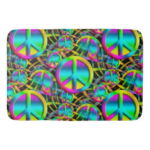 Colourful PEACE seamless pattern + your ideas Bath Mat