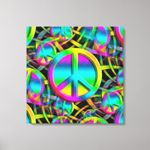 Colourful PEACE seamless pattern + your ideas Canvas Print