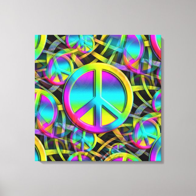 Colourful PEACE seamless pattern + your ideas Canvas Print (Front)