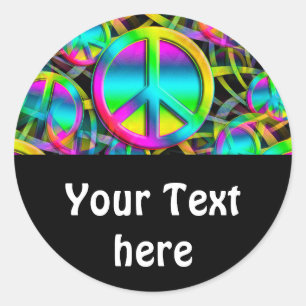 Colourful PEACE seamless pattern + your ideas Classic Round Sticker