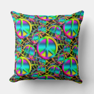 Colourful PEACE seamless pattern + your ideas Cushion