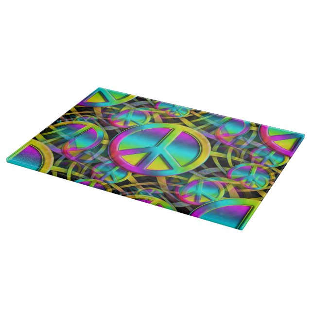 Colourful PEACE seamless pattern + your ideas Cutting Board (Corner)