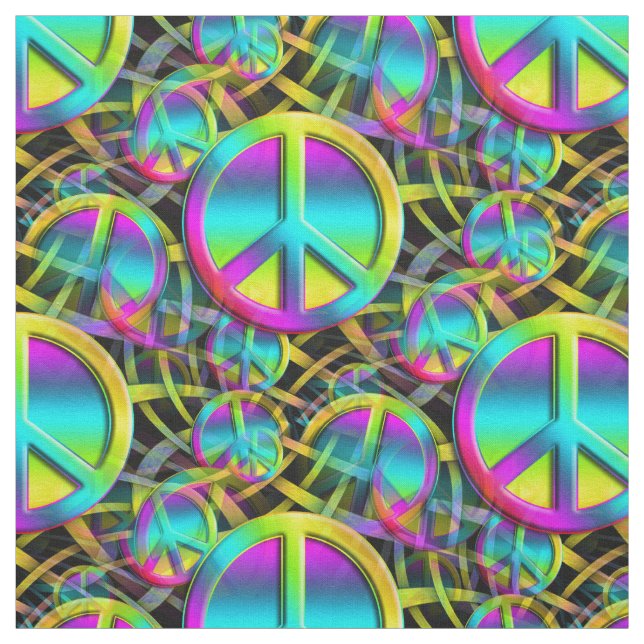 Colourful PEACE seamless pattern + your ideas Fabric (Swatch)