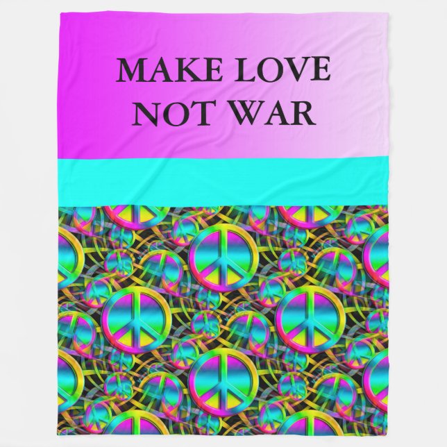 Colourful PEACE seamless pattern + your ideas Fleece Blanket (Front)
